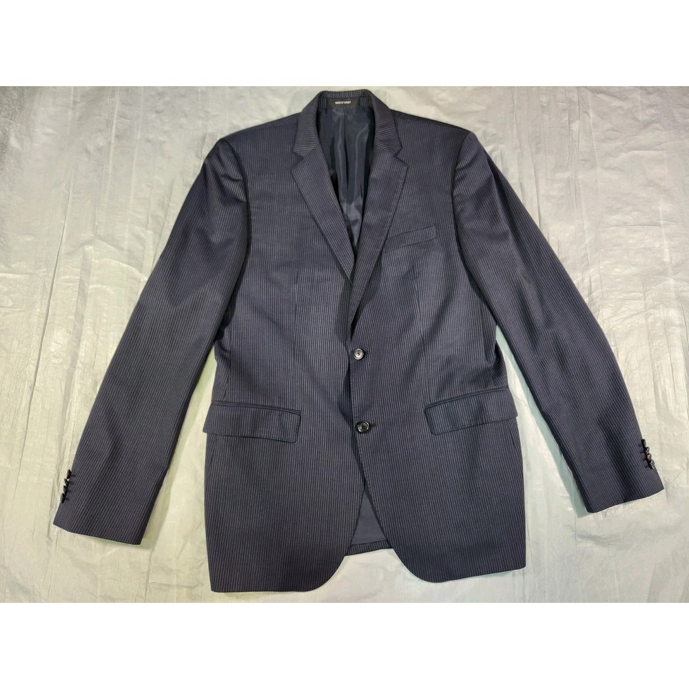 Hugo Boss The Jam 2 Wool Blazer Jacket 42L Sports Coat Navy Blue Pin Stripes